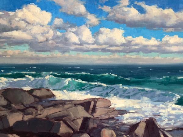 Sky, Surf, Rocks 24x48" oi