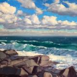 Sky, Surf, Rocks 24x48" oi