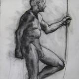Man with Pole 30x48" charcoal