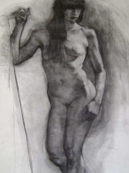 Standing Female 30x48 charcoal