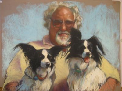 Josh with Izzy and Ollie 18x24" pastel