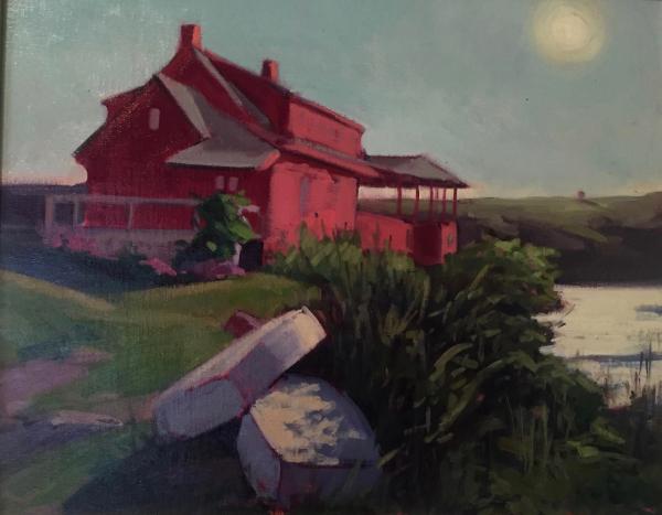 Red House at Dusk oil 16x20" 