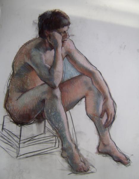 Seated male 30x40" pastel