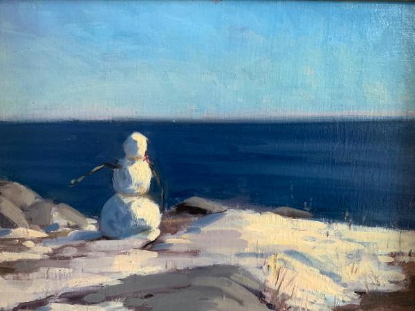 Winter Tourist 9x12" oil