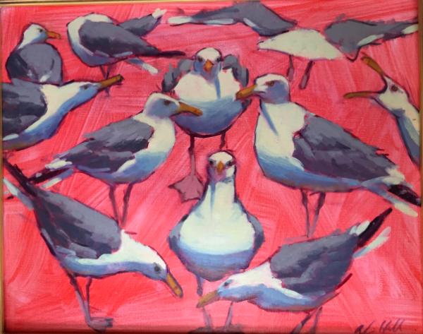 Gulls on Red 16x20" oil sold