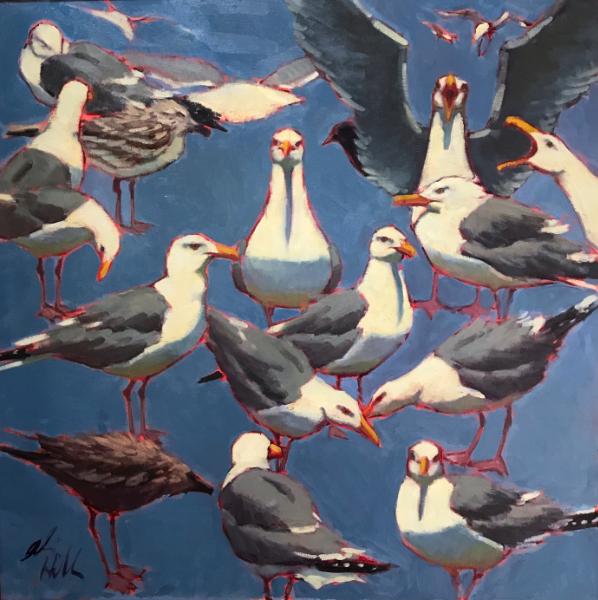 Big Blue Gulls 30x30" oil