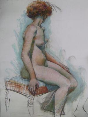 Red Head 30x40" pastel