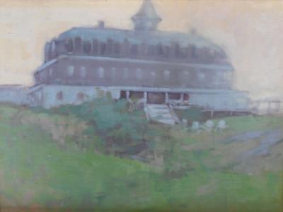 Island Inn in the Fog 12x16" oil sold