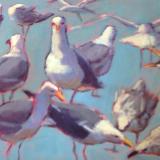 Blue Green Gulls 16x20" oil sold