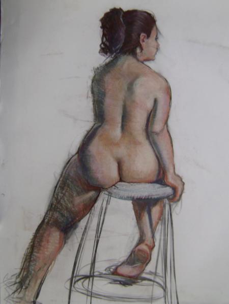 Seated Woman 30x40" pastel