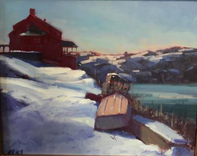Red House in Winter 16x20" oil