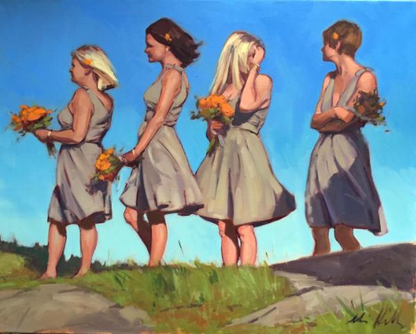 Bridesmaids on Manana 24x30" oil