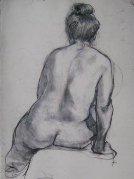 Seated Woman 24x36 charcoal