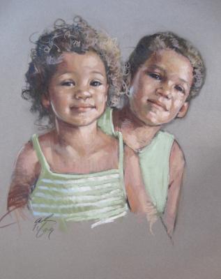Brother and Sister 18x24" pastel