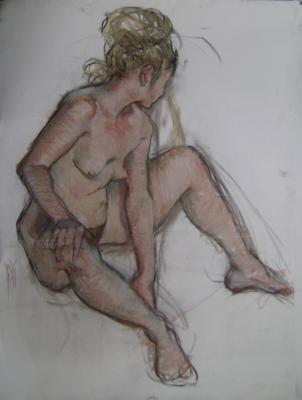 Seated Woman 30x40" pastel