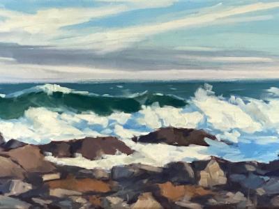 Lobster Cove Surf 12x36" oil
