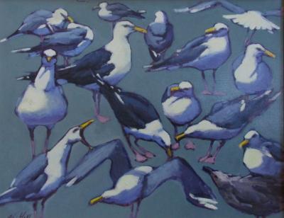 Sea Green Gulls 24x30" oil sold