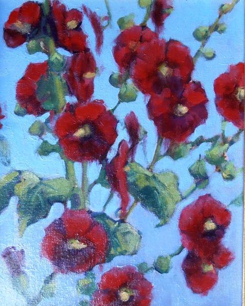 Susan's Hollyhocks 11x14" oil  sold