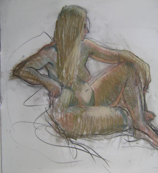 Seated Nude 30x30" pastel