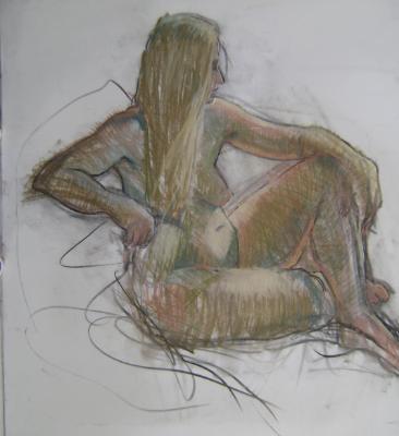 Seated Nude 30x30" pastel