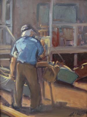 Painting on Fish Beach  12x26"oil