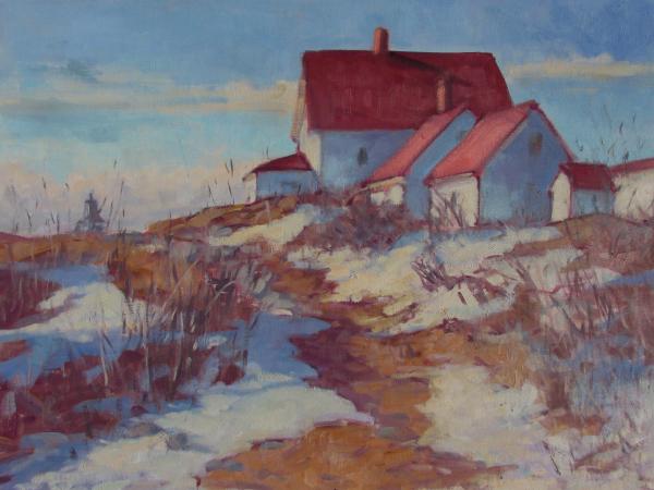  Lighthouse Path in Winter 122x16" oil sold