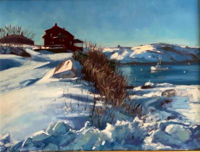 Red House in Winter 18x24" oil