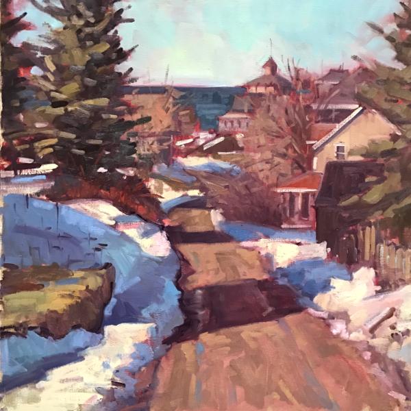 Winter Road to Town 20x20" sold