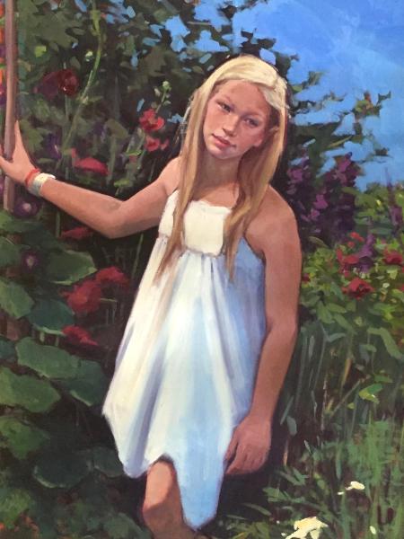 Elf Girl in the Garden 30x40" oil