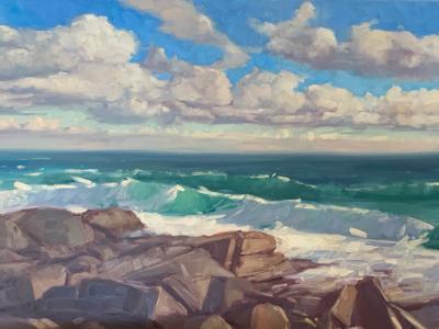 Rocks, Surf, and Sky 12x24" oil