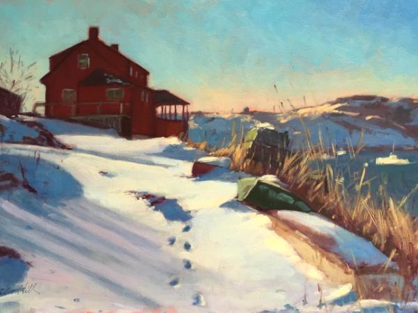 Red House in Winter 20x30" oil