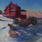 The Red House in Winter 20x30" oil sold