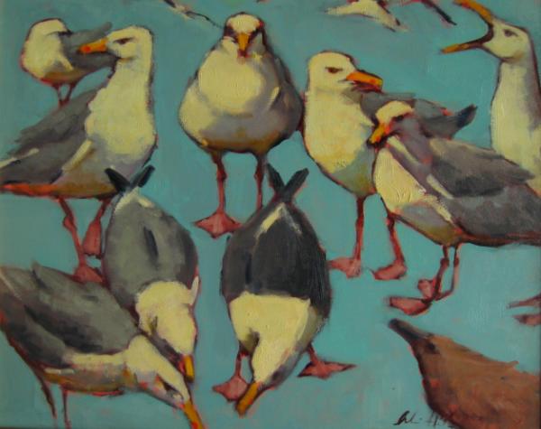 Turquoise Gulls 16x20" oil