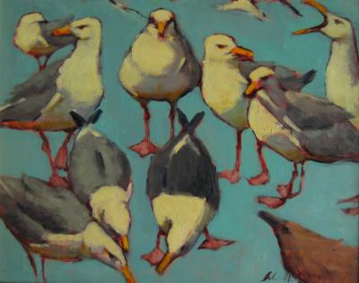 Turquoise Gulls 16x20" oil
