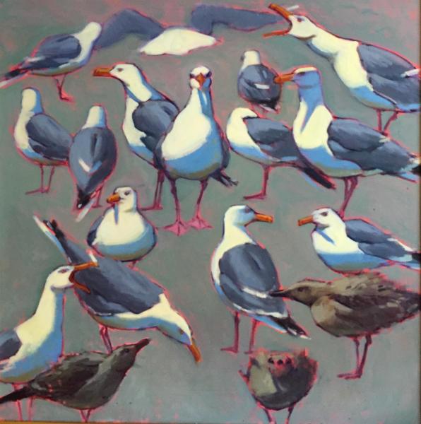 Sea Green Gulls 30x30" oil sold