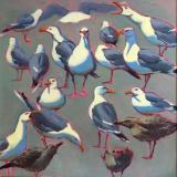 Sea Green Gulls 30x30" oil sold