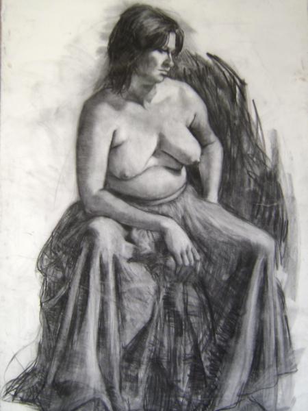 Seated Woman 30x48 charcoal